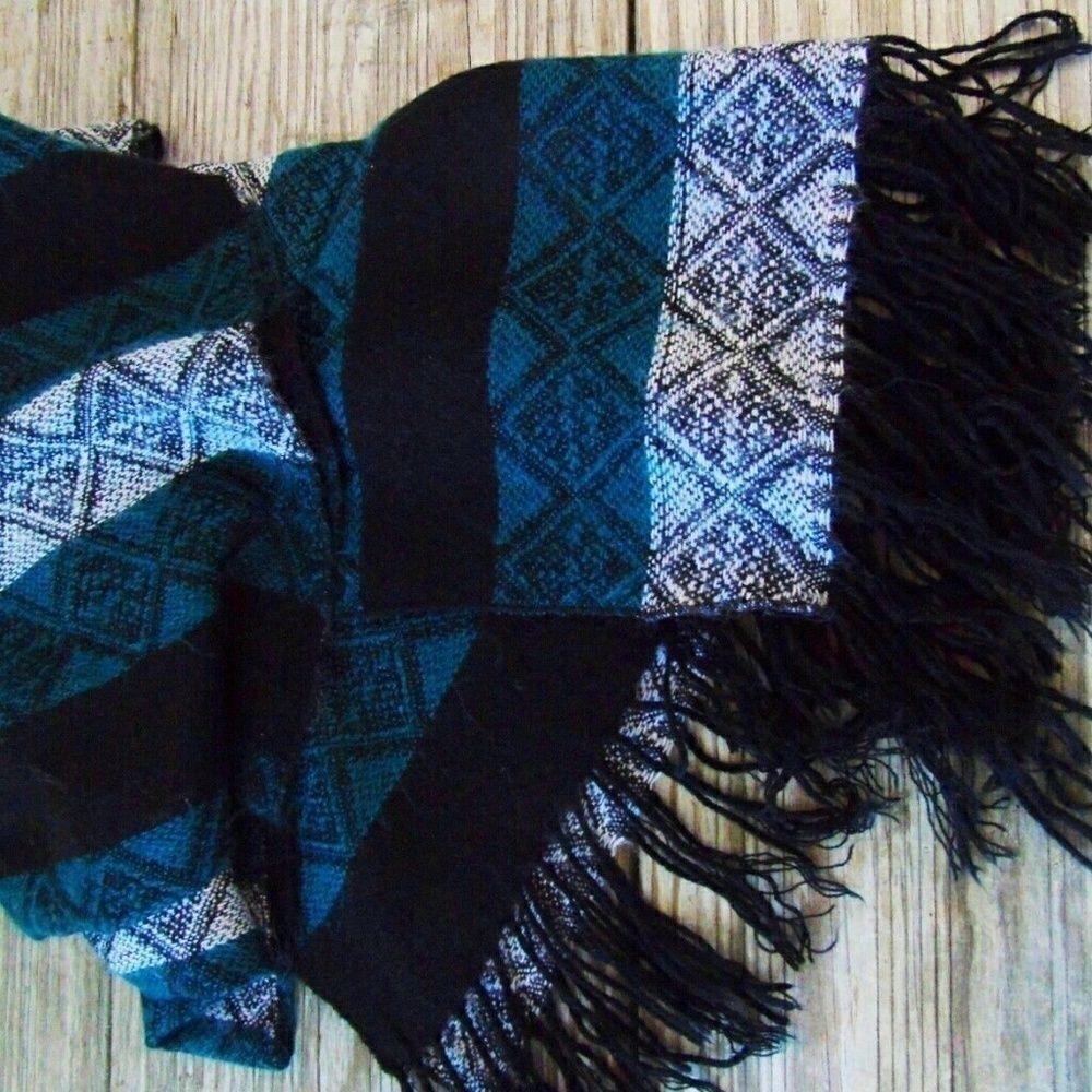 Unisex Stole Scarf Teal Tassel Fashion